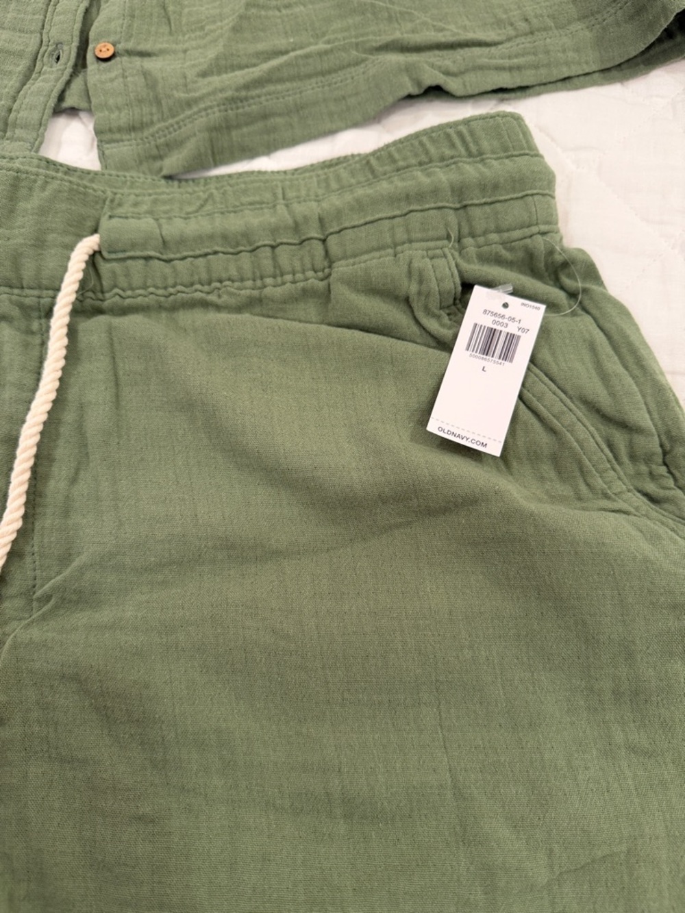 Olive Green Two-Piece Gauze Lounge Set - Picture 2 of 7
